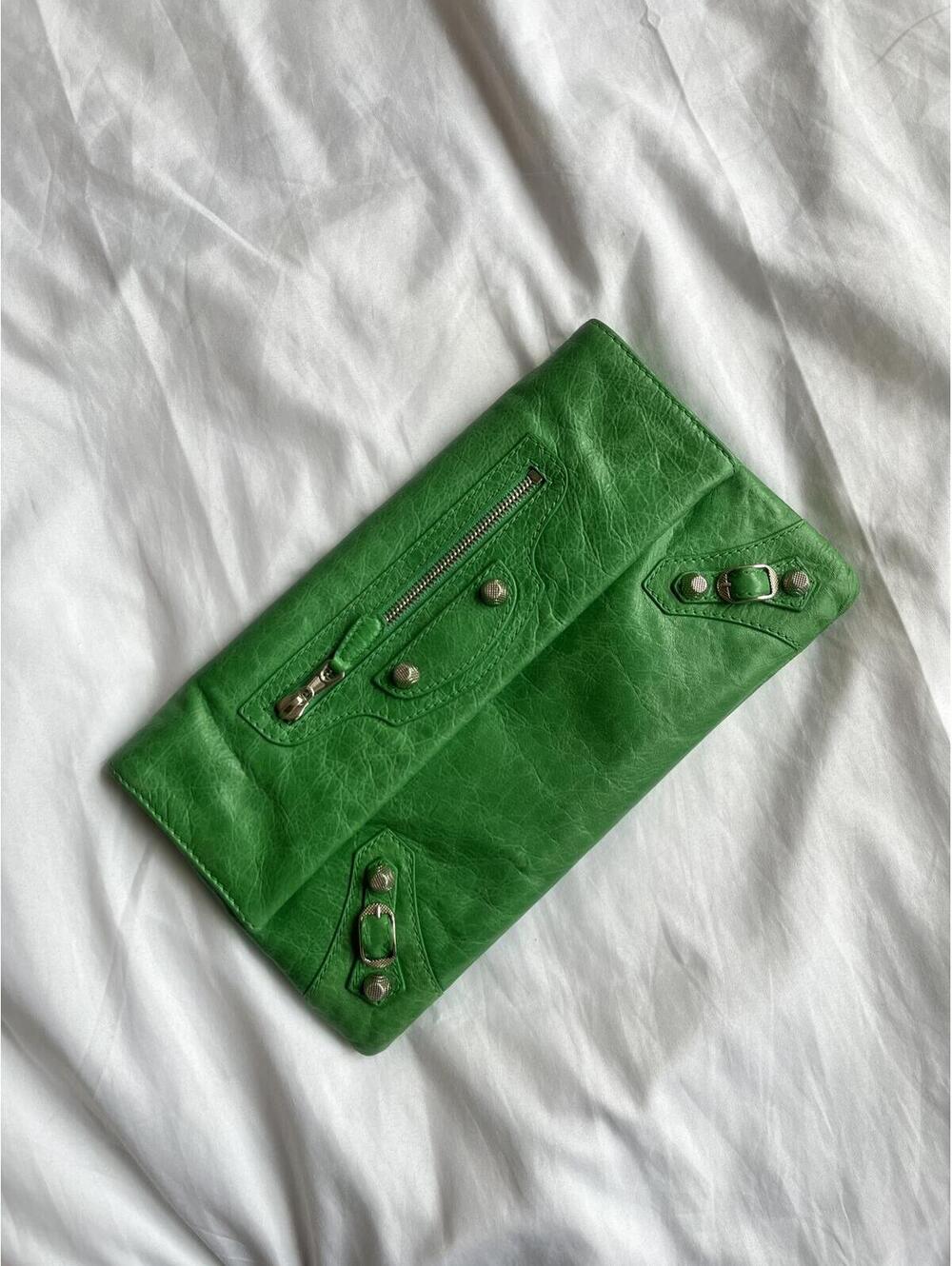 BALENCIAGA GIANT 12 ENVELOP CLUTCH BAG EMERALD GREEN